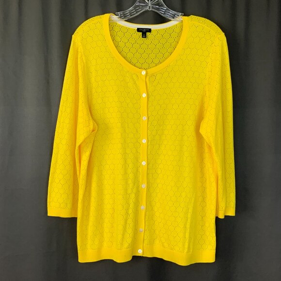 Talbots Cotton Blend Button Up Yellow Cardigan Sz 1X - Picture 11 of 16